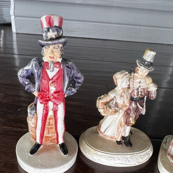 (3) P.W. Baston Sebastian Miniatures Figures Uncle Sam Betsy Ross Pilgrims - Picture 2 of 11